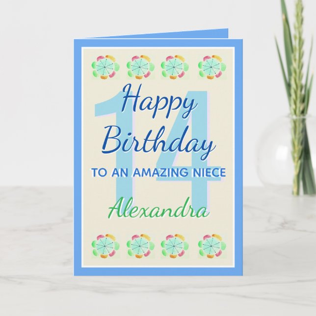 Phantastisch Niece 14 Modern Keepake Birthday Card Karte (Vorderseite)
