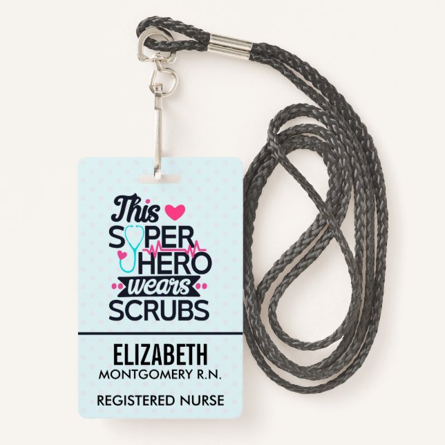Phantastisch Nurse Superhero Sprichwort Typografie Ausweis (Vorderseite mit Schlüsselband)