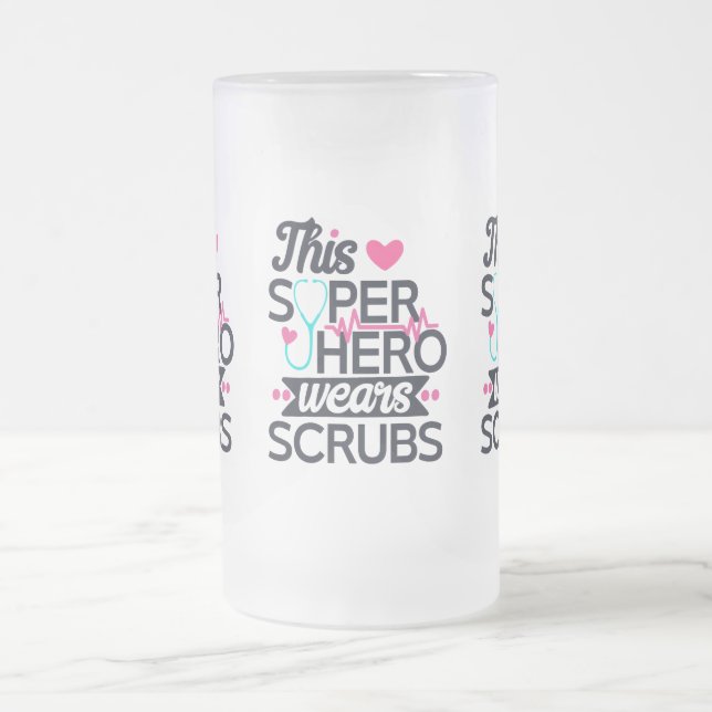 Phantastisch Nurse Superhero Sprichwort Typografie Mattglas Bierglas (Mittel)