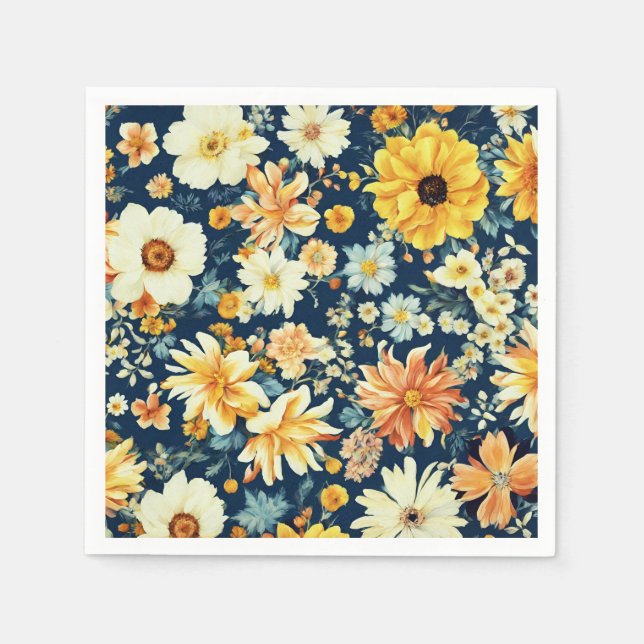 Phantastisch orangefarbene, zarte weiße Blume Serviette (Vorderseite)