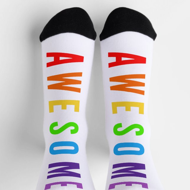 PHANTASTISCH POSTIVE FAPPING TEXT RAINBOW WHITE UP SOCKEN (Oben)