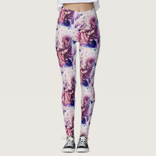 Phantastisch Rosa Rose Chrysanthemum Blume Legging Leggings