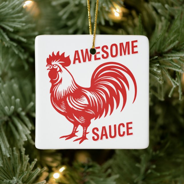 Phantastisch Sauce Rooster Funny Keramikornament (Baum)