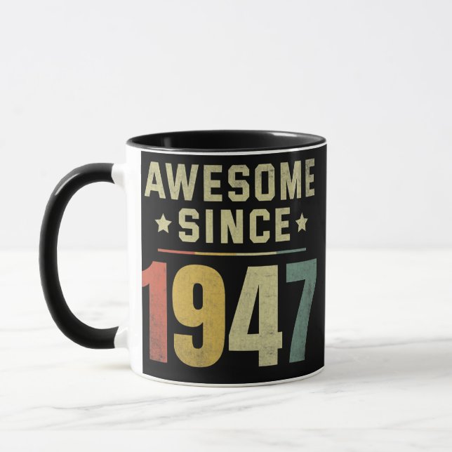 Phantastisch seit 1947 75. Geburtstag Retro Männer Tasse (Links)
