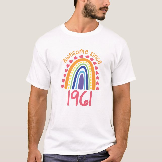 Phantastisch seit 1961 Boho farbenfrohe Regenbogen T-Shirt (Vorderseite)