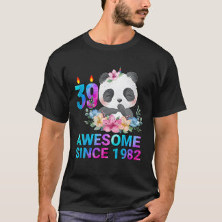 Phantastisch seit 1982 Niedlich Panda 39 Jahre alt T-Shirt