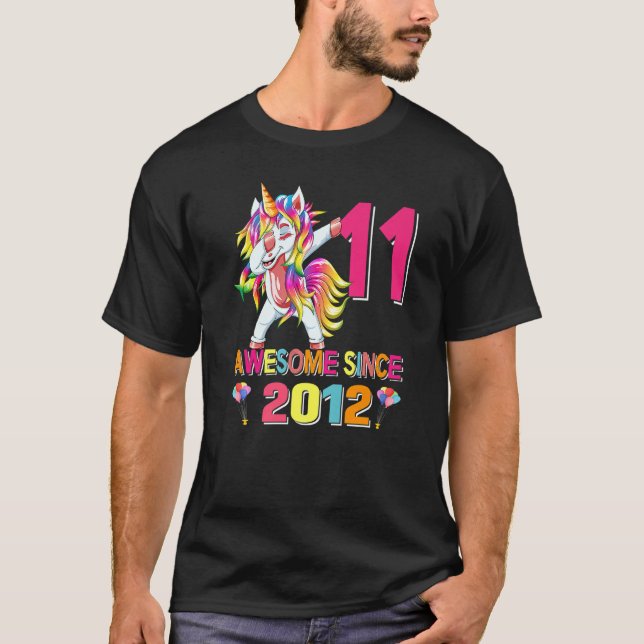 Phantastisch seit 2012 Dabbing Einhorn 11 Jahre al T-Shirt (Vorderseite)