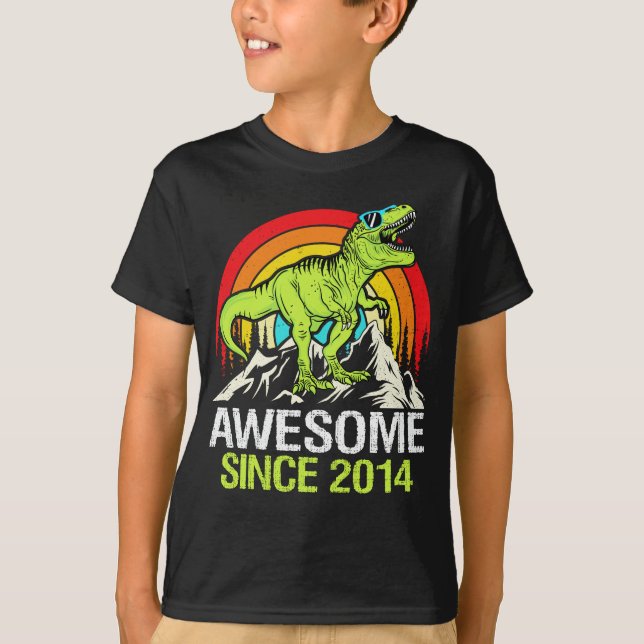 Phantastisch seit 2014 Dinosaurier 9 Jahr 9 Geburt T-Shirt (Vorderseite)