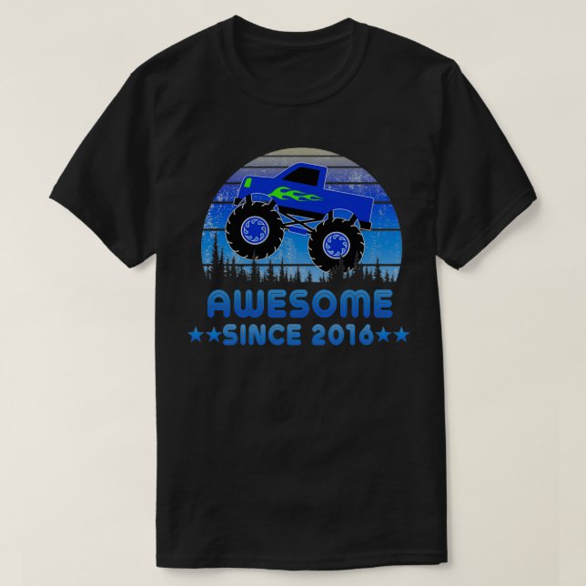 Phantastisch Seit 2016 Retro Monster Truck 4. Gebu T-Shirt (Design vorne)