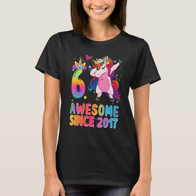 Phantastisch seit 2017 Dabbing Unicorn 6. Geburtst T-Shirt (Vorderseite)