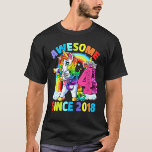 Phantastisch Seit 2018 Dabbing Unicorn 4. Geburtst T-Shirt
