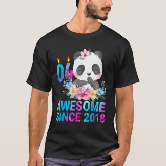 Phantastisch Seit 2018 Niedlich Panda 4 Jahre alt T-Shirt
