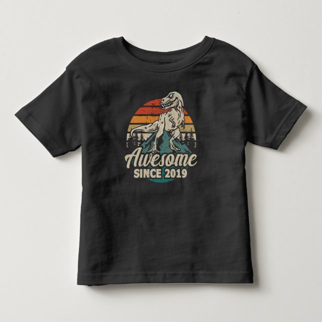Phantastisch Seit 2019 Dinosaurier 4 Jahr 4 Geburt Kleinkind T-shirt (Vorderseite)
