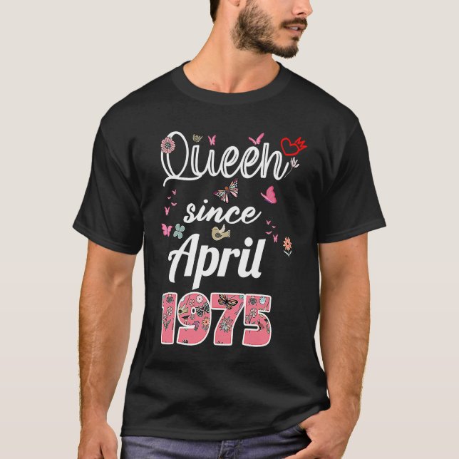 Phantastisch seit April 1975 Blume 1975 April Gebu T-Shirt (Vorderseite)