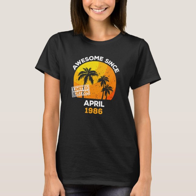 Phantastisch seit April 1986 Retro Men & Women Bir T-Shirt (Vorderseite)