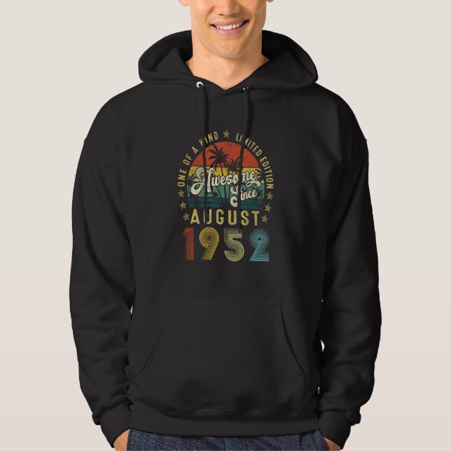 Phantastisch seit August 1952 Vintag 70. Geburtsta Hoodie (Vorderseite)