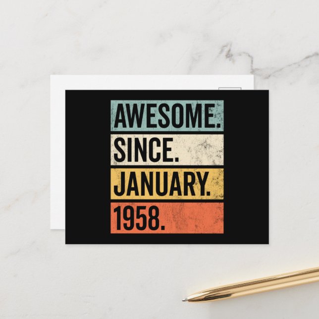 Phantastisch seit Januar 1958 Geburtstag Postkarte (Vorderseite/Rückseite Beispiel)