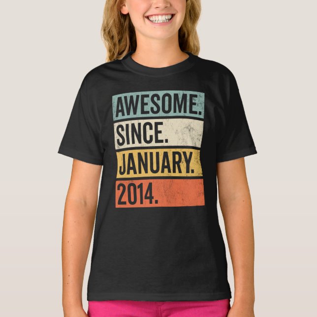 Phantastisch seit Januar 2014 Geburtstag T-Shirt (Vorderseite)