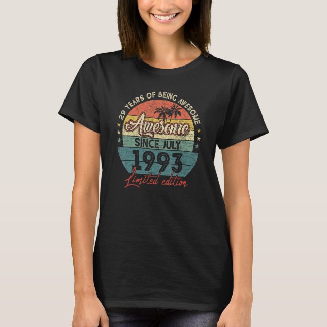 Phantastisch seit Juli 1993 29 Jahre alt 29 Geburt T-Shirt (Vorderseite)