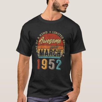 Phantastisch seit März 1952 Vintag 70. Geburtstag T-Shirt