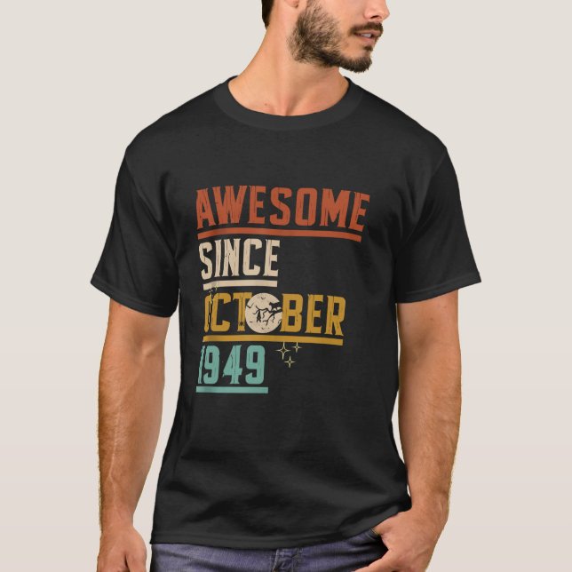 Phantastisch seit Oktober 1949 Moon Cat Bat Spooky T-Shirt (Vorderseite)