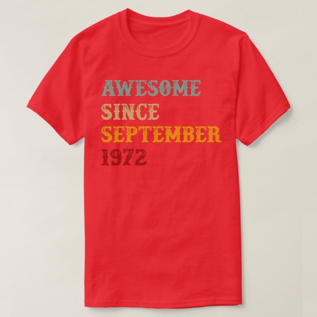 Phantastisch seit September 1972 Retro Text T-Shirt (Design vorne)