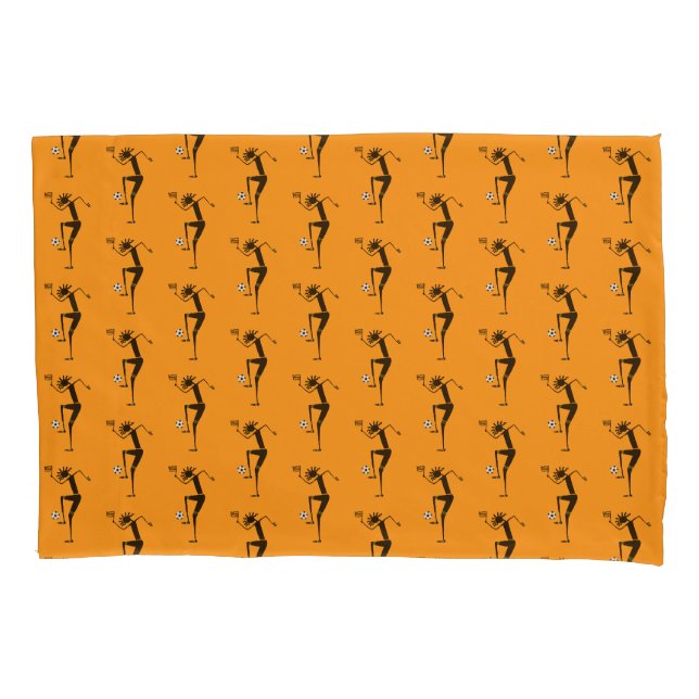 Phantastisch Soccer Silhouette Orange Kissenbezug (Vorderseite-Links)