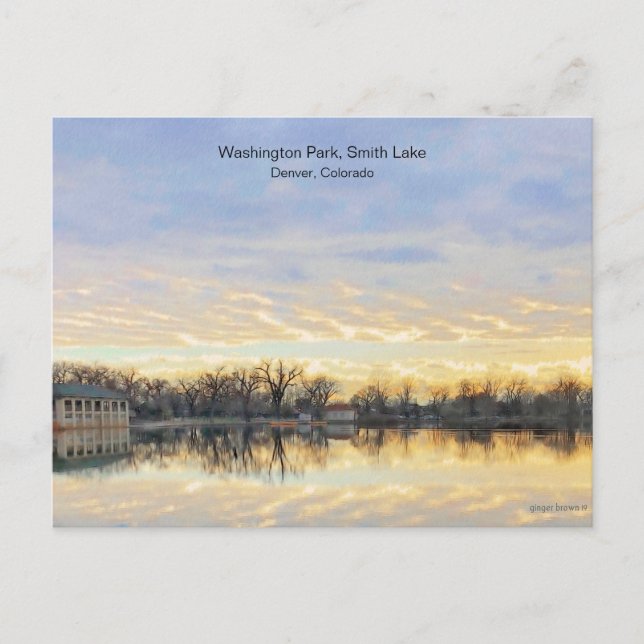 Phantastisch Sunset, Washington Park Lake, Denver  Postkarte (Vorderseite)