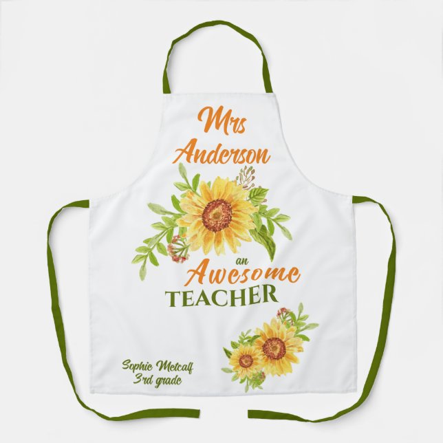 Phantastisch Teacher Floral Sonnenblume Schürze (Vorderseite)