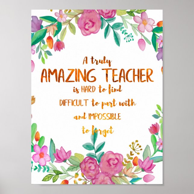 Phantastisch Teacher Wertschätzung Geschenk-Zeiche Poster (Vorne)