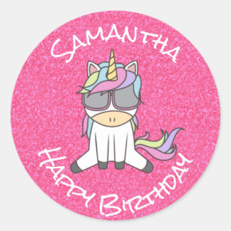 Phantastisch Trendy Unicorn Party Glitzer Pasta Ro Runder Aufkleber