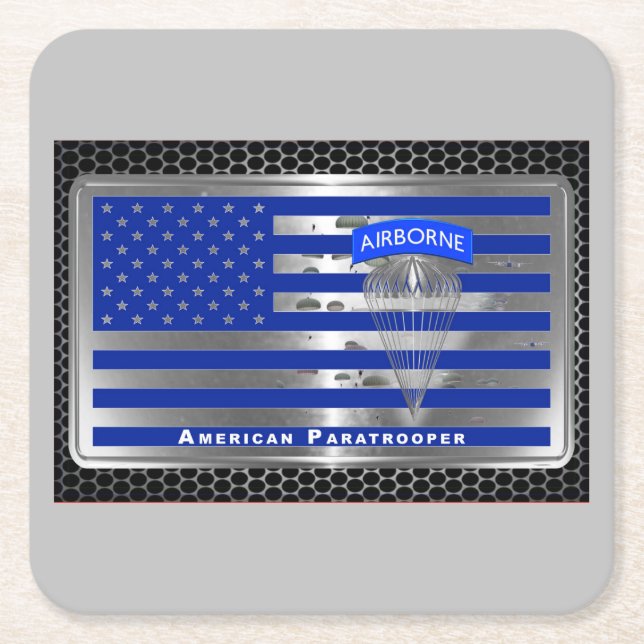 Phantastisch Tribute American Paratrooper Flag Rechteckiger Pappuntersetzer (Vorderseite)