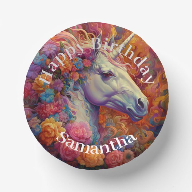 Phantastisch Unicorn Happy Birthday Pappteller (Vorderseite)