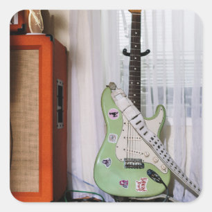 Phantastische akustische Gitarre Quadratischer Aufkleber