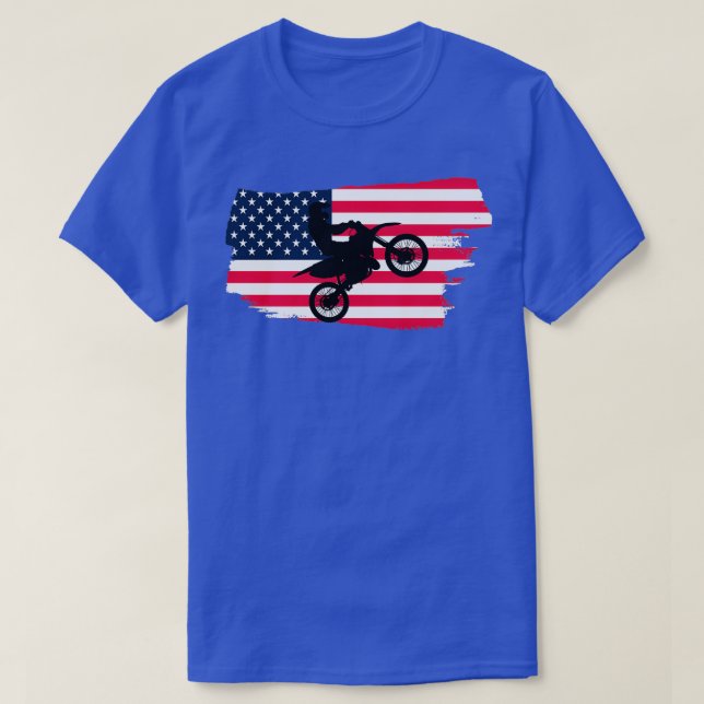 Phantastische amerikanische Flagge Dirt bikeMotocr T-Shirt (Design vorne)