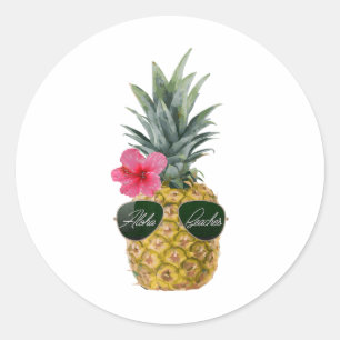 Phantastische Ananas-Shirts - Aloha Beaches Tropis Runder Aufkleber