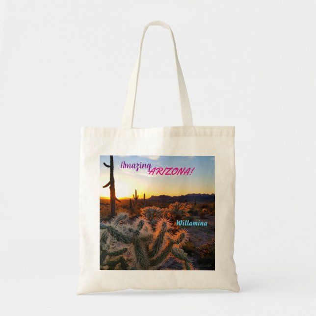 Phantastische Arizona / Sonnenuntergang / Saguaro  Tragetasche (Vorne)