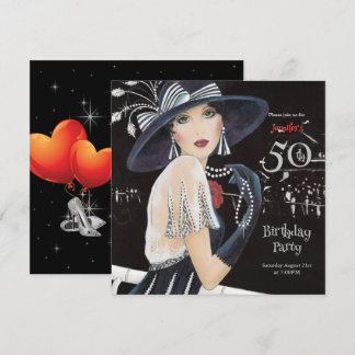 Phantastische Art Deco 50. Geburtstagsfeier Einladung