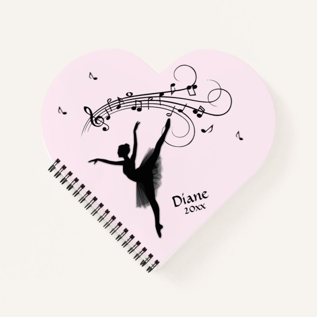 Phantastische Ballerina Tanz mit Musik Rosa Notizbuch (Vorderseite)