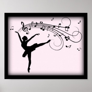 Phantastische Ballerina Tanz mit Musik Rosa Poster