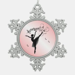Phantastische Ballerina Tanz mit Musik Rosa Schneeflocken Zinn-Ornament