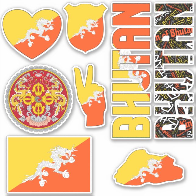 Phantastische Bhutan Shapes Staatssymbole Aufkleber (Vorderseite)