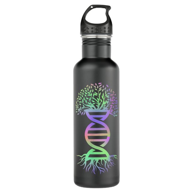 Phantastische Biologie: Shirt DNA Genetik Tree of Edelstahlflasche (Vorderseite)