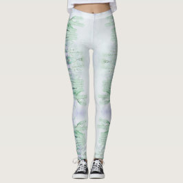Phantastische, blassgrüne Kaktus Muster Leggings