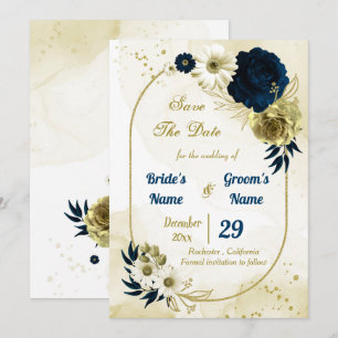Phantastische, blaue Elfenbein-Blume, geometrisch  Save The Date