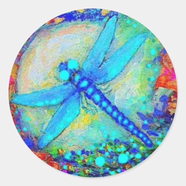Phantastische Blaue Libelle von Sharles Runder Aufkleber (Vorderseite)