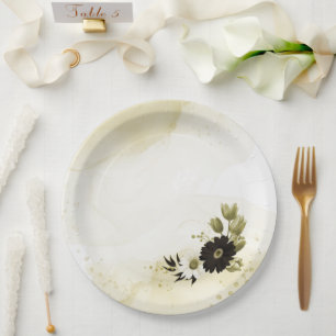Phantastische Blume aus Elfenbein Pappteller