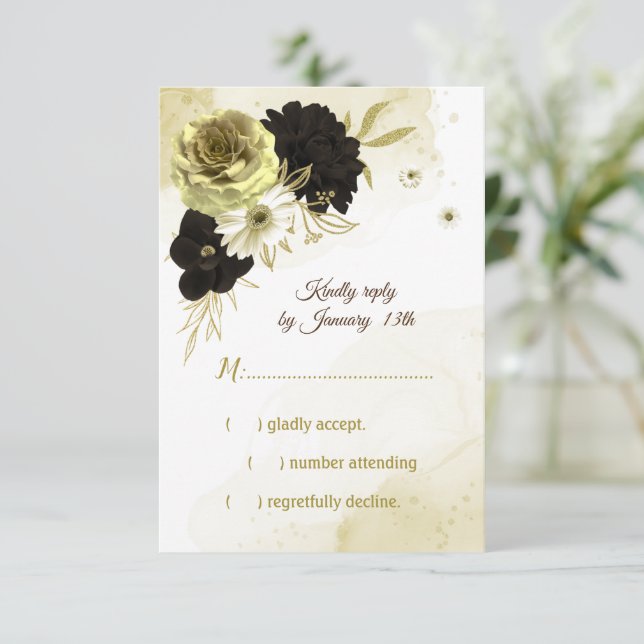 Phantastische Blume aus Elfenbein RSVP Karte (Stehend Vorderseite)