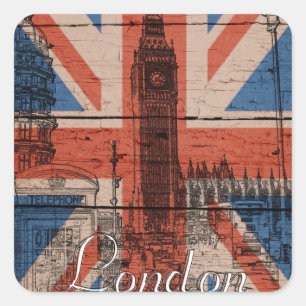 Phantastische coole alte Holzgrunge U.k. Flagge Quadratischer Aufkleber