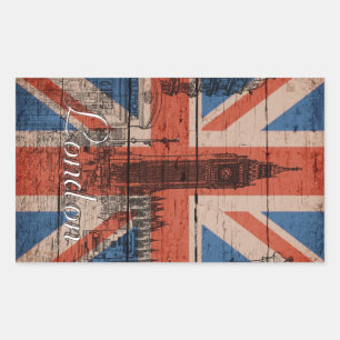 Phantastische coole alte Holzgrunge U.k. Flagge Rechteckiger Aufkleber